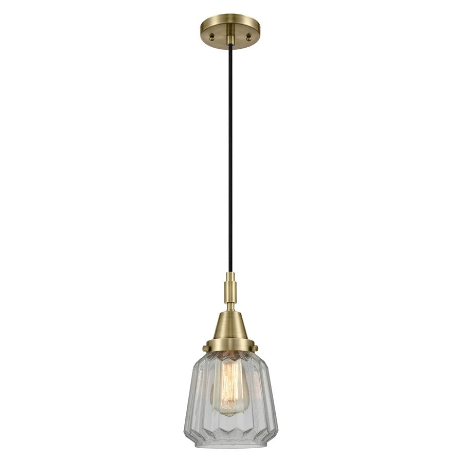 Innovations Caden Chatham 7" Cord Mini Pendant, AB/Clear - 447-1P-AB-G142