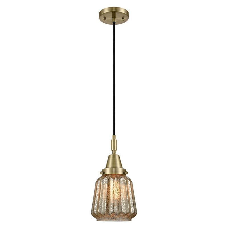 Innovations Caden Chatham 7" Cord Mini Pendant, AB/Merc - 447-1P-AB-G146