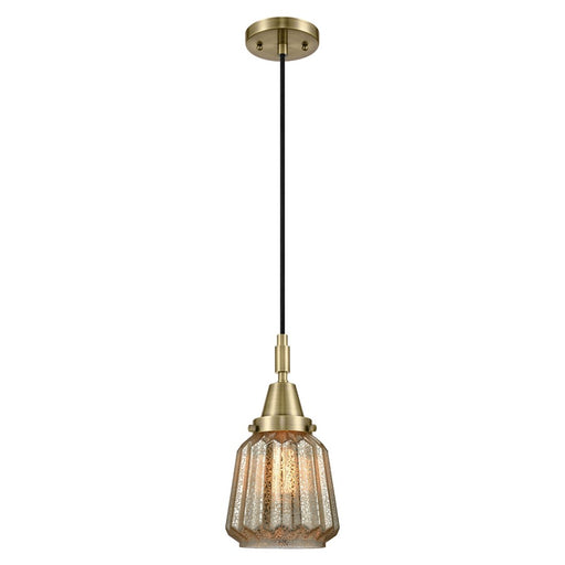 Innovations Caden Chatham 7" Cord Mini Pendant, AB/Merc - 447-1P-AB-G146