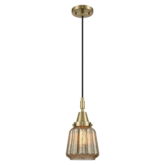 Innovations Caden Chatham 7" Cord Mini Pendant, AB/Merc - 447-1P-AB-G146