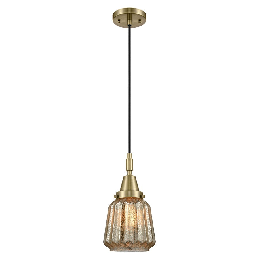 Innovations Caden Chatham 7" Cord Mini Pendant, AB/Merc - 447-1P-AB-G146