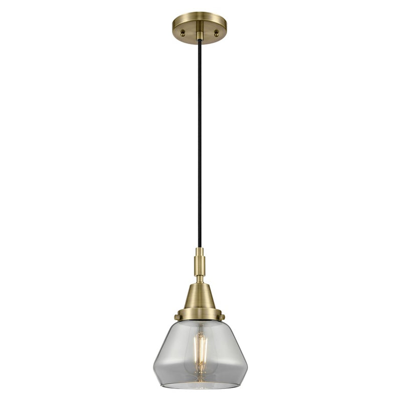 Innovations Caden Fulton 7" Cord Mini Pendant, AB/Smoke - 447-1P-AB-G173
