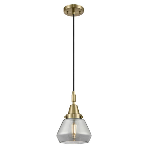 Innovations Caden Fulton 7" Cord Mini Pendant, AB/Smoke - 447-1P-AB-G173