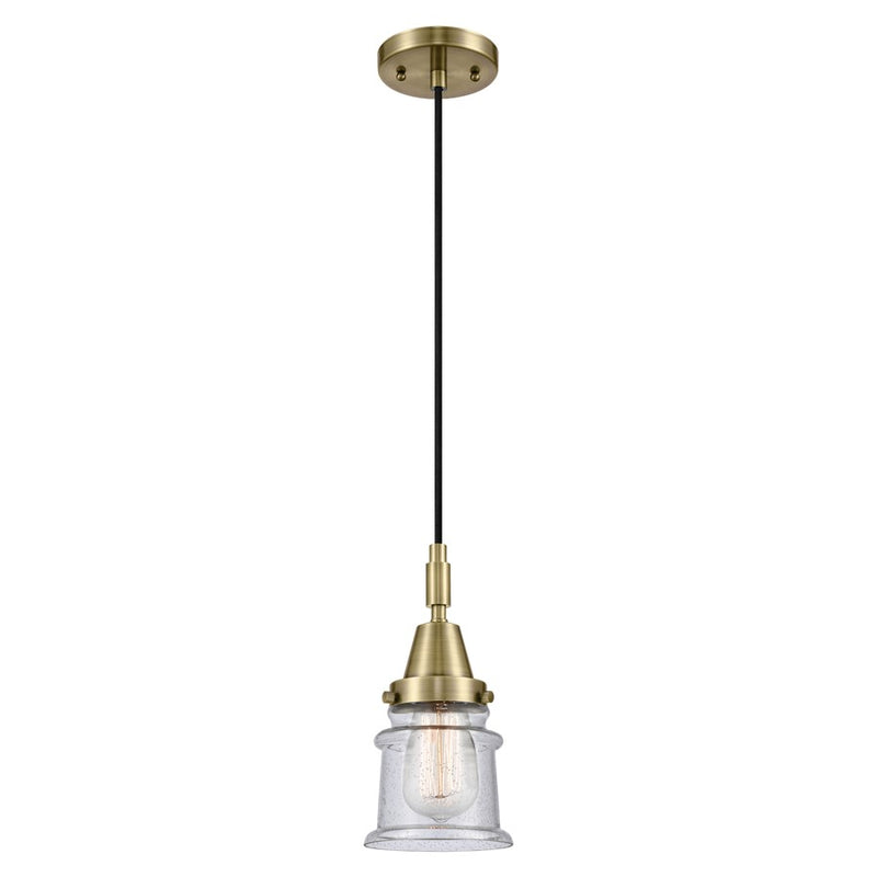 Innovations Caden Canton 5" Cord Mini Pendant, AB/Seedy - 447-1P-AB-G184S