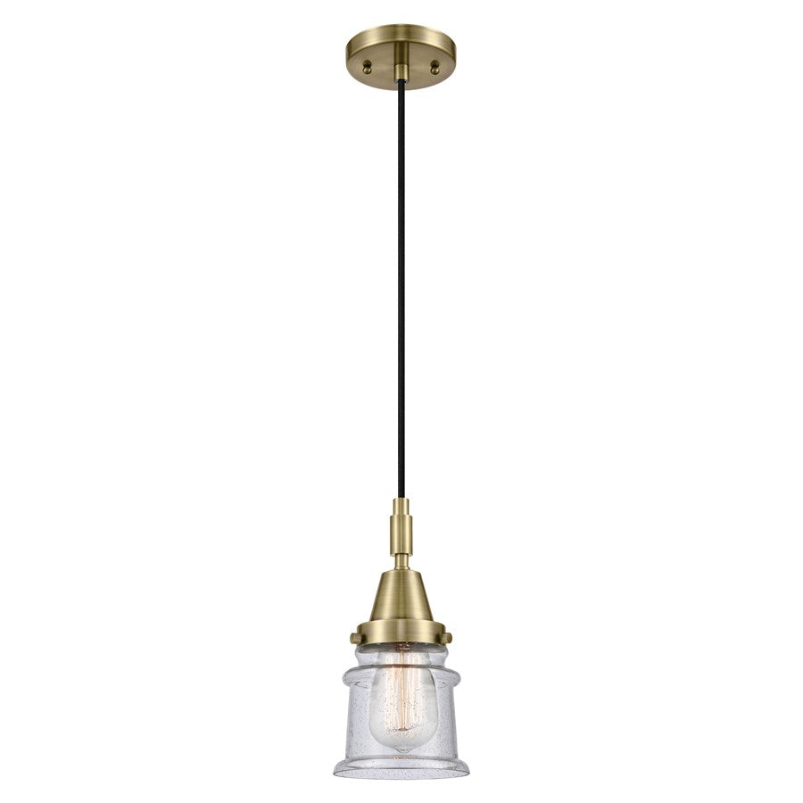 Innovations Caden Canton 5" Cord Mini Pendant, AB/Seedy - 447-1P-AB-G184S