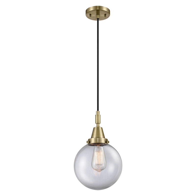 Innovations Caden Beacon 8" Cord Mini Pendant, AB/Clear - 447-1P-AB-G202-8
