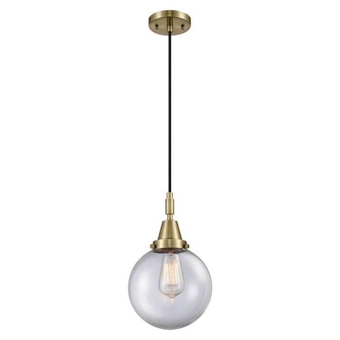 Innovations Caden Beacon 8" Cord Mini Pendant, AB/Clear - 447-1P-AB-G202-8