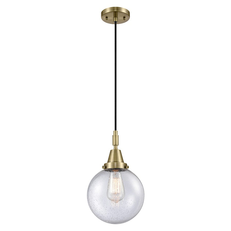 Innovations Caden Beacon 8" Cord Mini Pendant, AB/Seedy - 447-1P-AB-G204-8