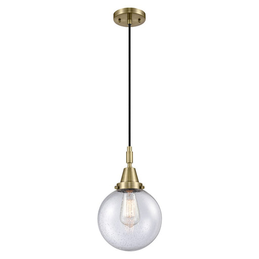 Innovations Caden Beacon 8" Cord Mini Pendant, AB/Seedy - 447-1P-AB-G204-8