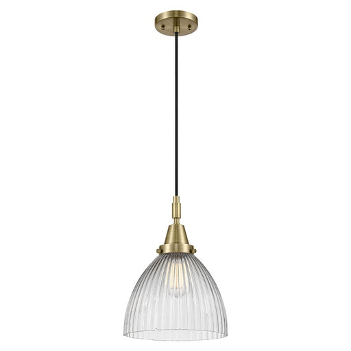Innovations Caden Seneca Falls 10" Cord Mini Pendant, AB/Clear - 447-1P-AB-G222