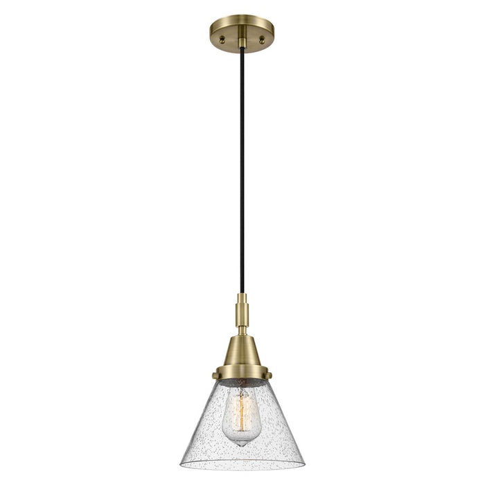 Innovations Caden Cone 8" Cord Mini Pendant, Antique Brass/Seedy - 447-1P-AB-G44