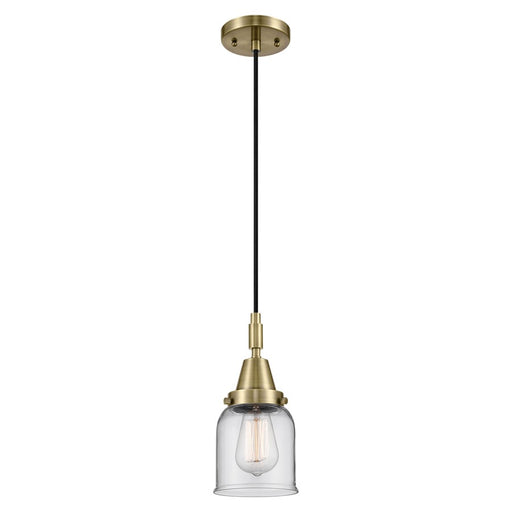 Innovations Caden Bell 5" Cord Mini Pendant, Antique Brass/Clear - 447-1P-AB-G52