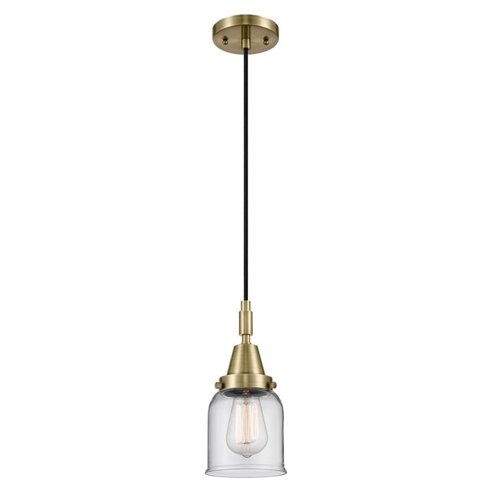 Innovations Caden Bell 5" Cord Mini Pendant, Antique Brass/Clear - 447-1P-AB-G52