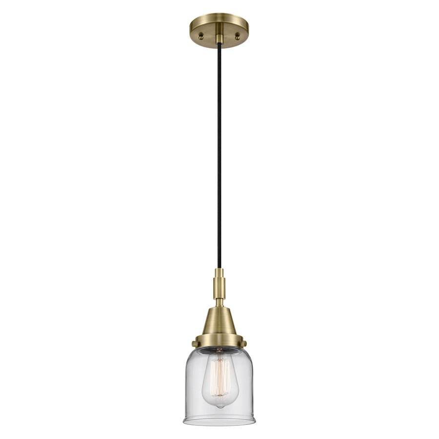 Innovations Caden Bell 5" Cord Mini Pendant, Antique Brass/Clear - 447-1P-AB-G52