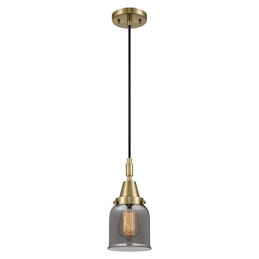 Innovations Caden Bell 5" Cord Mini Pendant, Antique Brass/Smoke - 447-1P-AB-G53