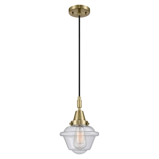 Innovations Caden Oxford 7" Cord Mini Pendant, AB/Seedy - 447-1P-AB-G534