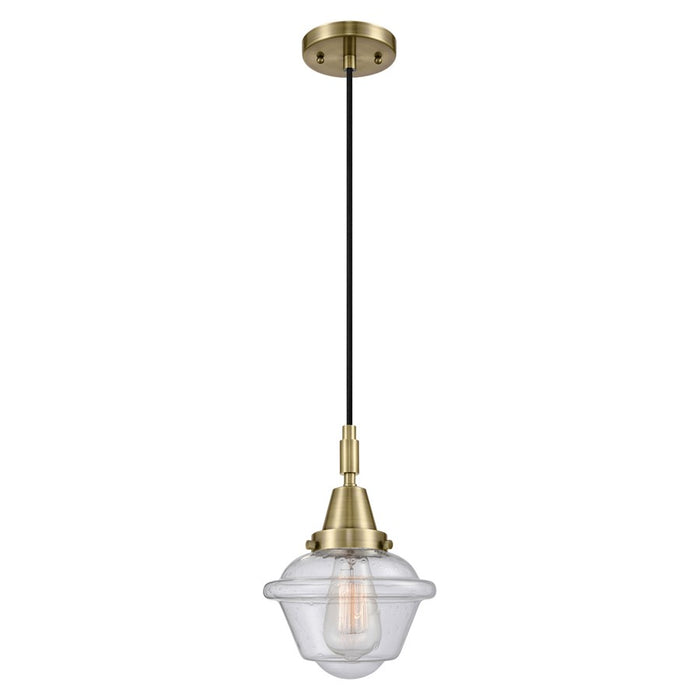 Innovations Caden Oxford 7" Cord Mini Pendant, AB/Seedy - 447-1P-AB-G534