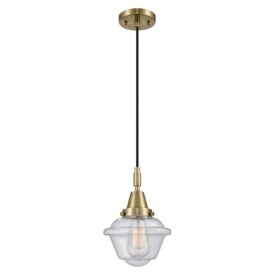 Innovations Caden Oxford 7" Cord Mini Pendant, AB/Seedy - 447-1P-AB-G534