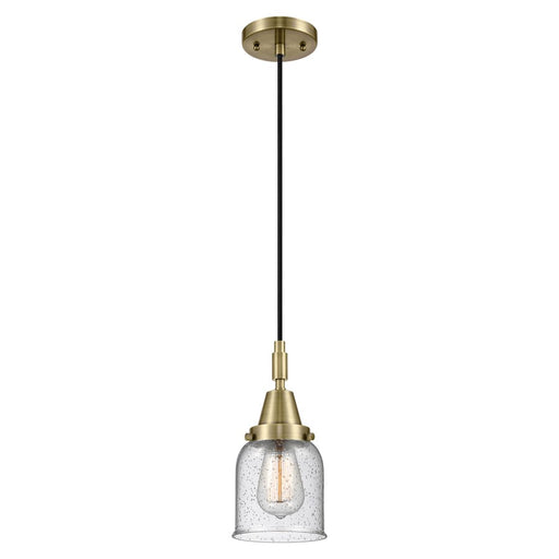 Innovations Caden Bell 5" Cord Mini Pendant, Antique Brass/Seedy