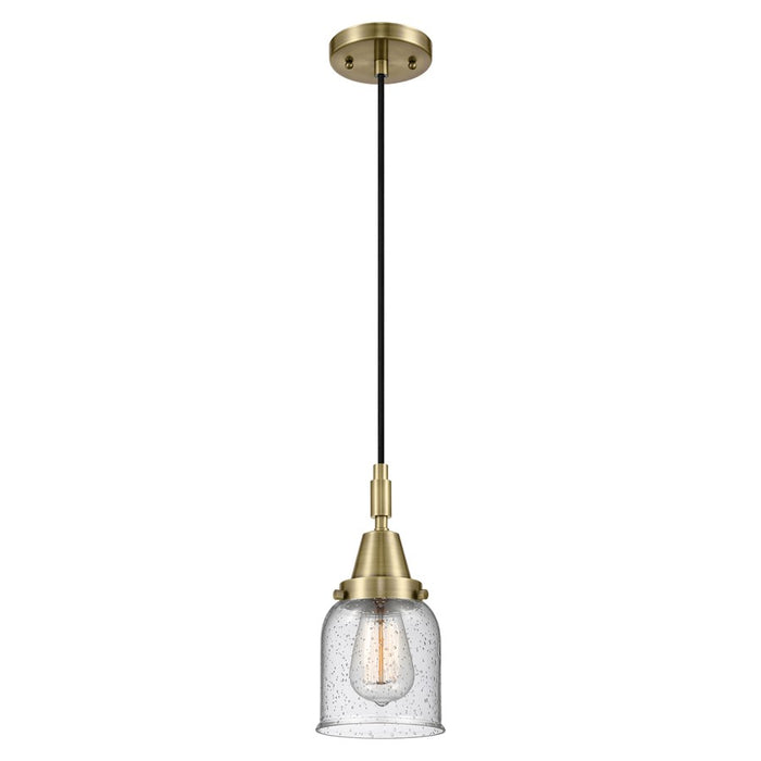 Innovations Caden Bell 5" Cord Mini Pendant, Antique Brass/Seedy