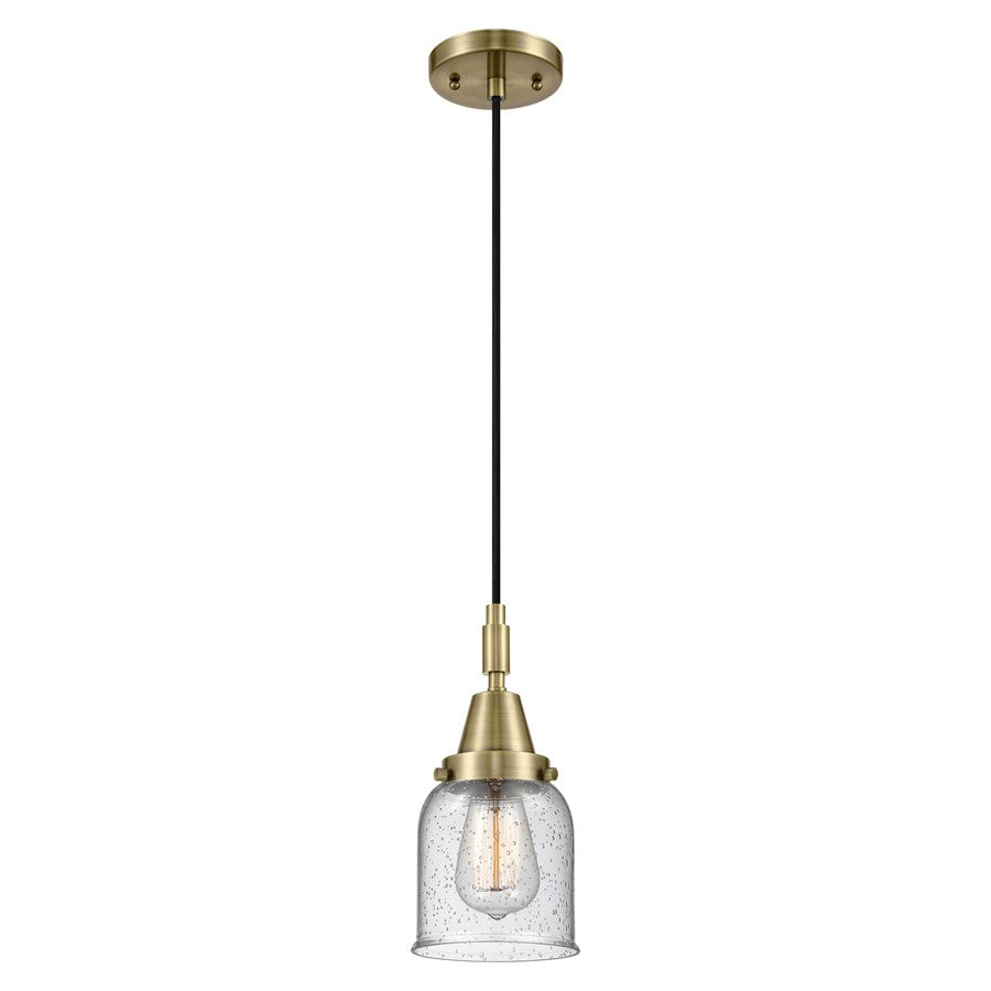 Innovations Caden Bell 5" Cord Mini Pendant, Antique Brass/Seedy