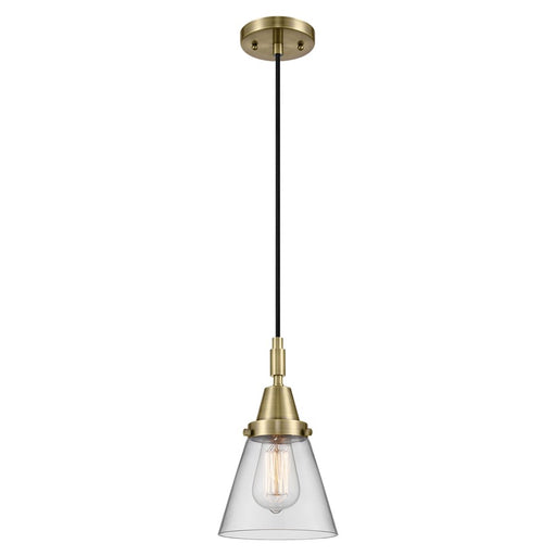 Innovations Caden Cone 6" Cord Mini Pendant, Antique Brass/Clear - 447-1P-AB-G62
