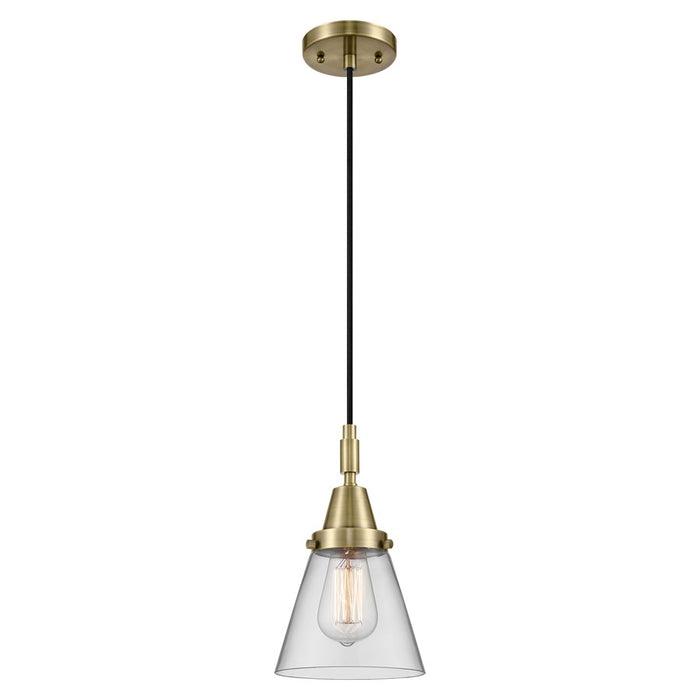 Innovations Caden Cone 6" Cord Mini Pendant, Antique Brass/Clear - 447-1P-AB-G62