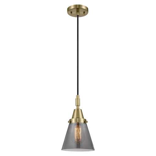 Innovations Caden Cone 6" Cord Mini Pendant, Antique Brass/Smoke - 447-1P-AB-G63