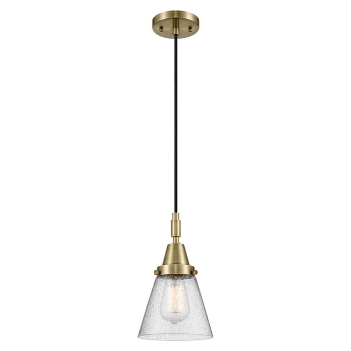 Innovations Caden Cone 6" Cord Mini Pendant, Antique Brass/Seedy - 447-1P-AB-G64