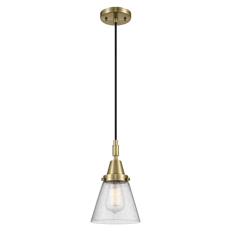 Innovations Caden Cone 6" Cord Mini Pendant, Antique Brass/Seedy - 447-1P-AB-G64