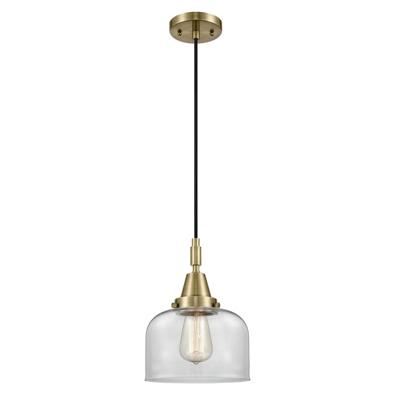 Innovations Caden Bell 8" Cord Mini Pendant, Antique Brass/Clear - 447-1P-AB-G72