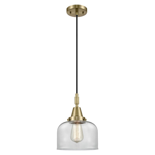 Innovations Caden Bell 8" Cord Mini Pendant, Antique Brass/Clear - 447-1P-AB-G72
