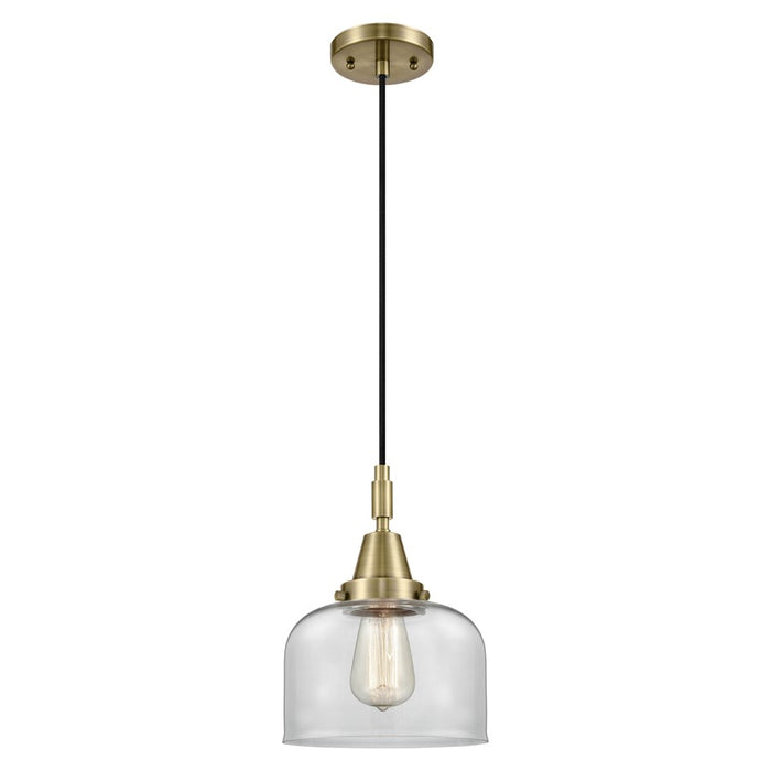 Innovations Caden Bell 8" Cord Mini Pendant, Antique Brass/Clear - 447-1P-AB-G72