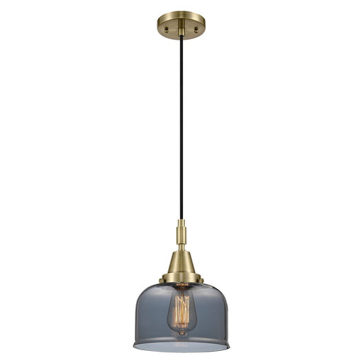 Innovations Caden Bell 8" Cord Mini Pendant, Antique Brass/Smoke - 447-1P-AB-G73
