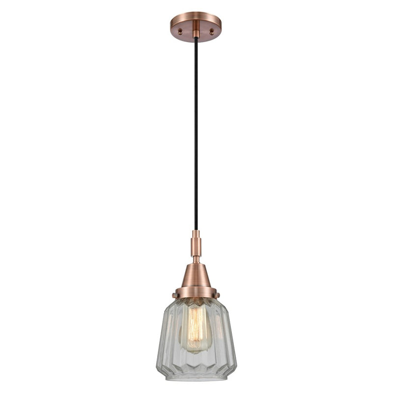 Innovations Caden Chatham 7" Cord Mini Pendant, Copper/Clear - 447-1P-AC-G142
