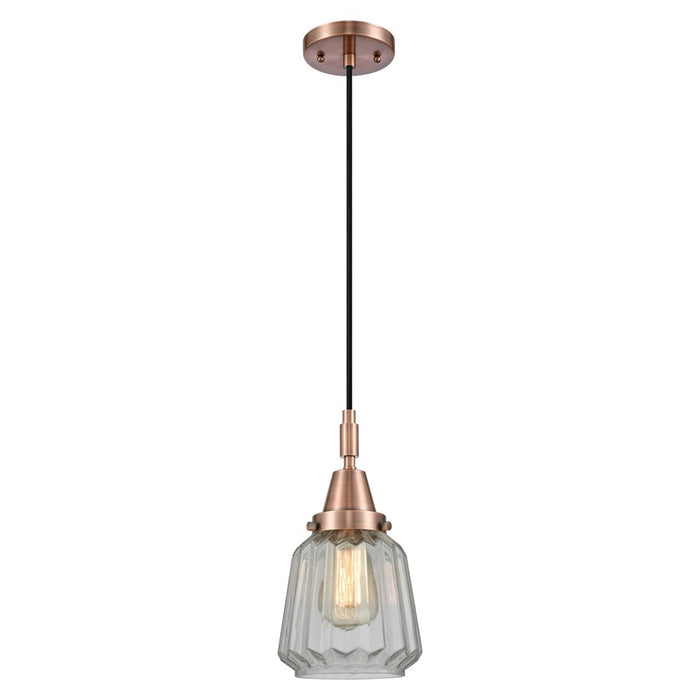 Innovations Caden Chatham 7" Cord Mini Pendant, Copper/Clear - 447-1P-AC-G142