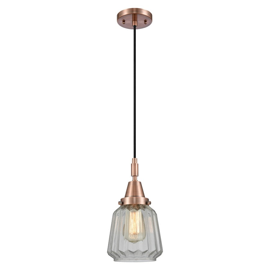 Innovations Caden Chatham 7" Cord Mini Pendant, Copper/Clear - 447-1P-AC-G142