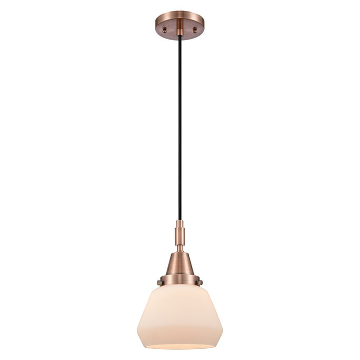 Innovations Caden Fulton 1Lt 7" Cord Mini Pendant, Copper/White - 447-1P-AC-G171