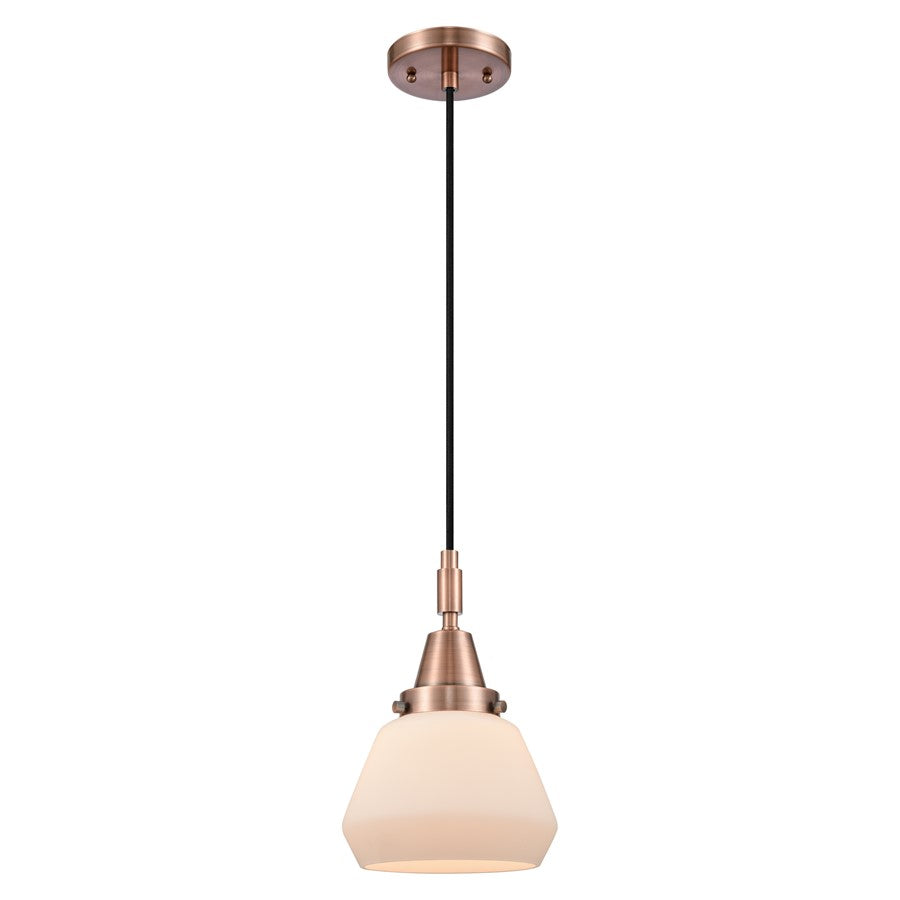 Innovations Caden Fulton 1Lt 7" Cord Mini Pendant, Copper/White - 447-1P-AC-G171