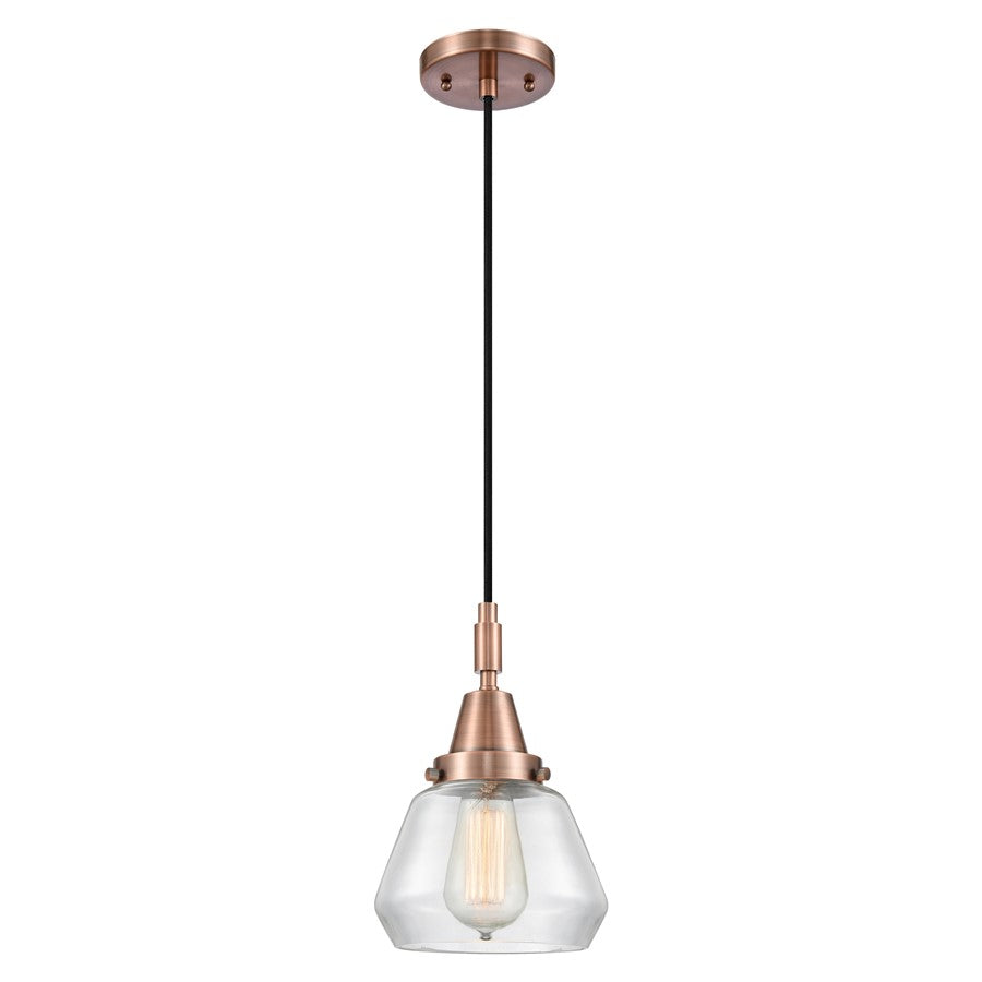 Innovations Caden Fulton 1Lt 7" Cord Mini Pendant, Copper/Clear - 447-1P-AC-G172