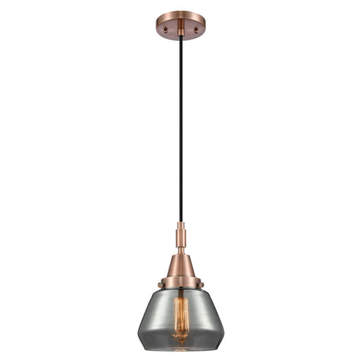 Innovations Caden Fulton 1Lt 7" Cord Mini Pendant, Copper/Smoke - 447-1P-AC-G173