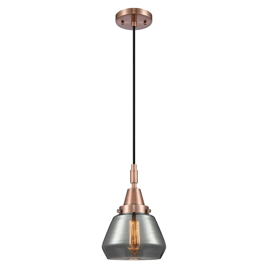 Innovations Caden Fulton 1Lt 7" Cord Mini Pendant, Copper/Smoke - 447-1P-AC-G173