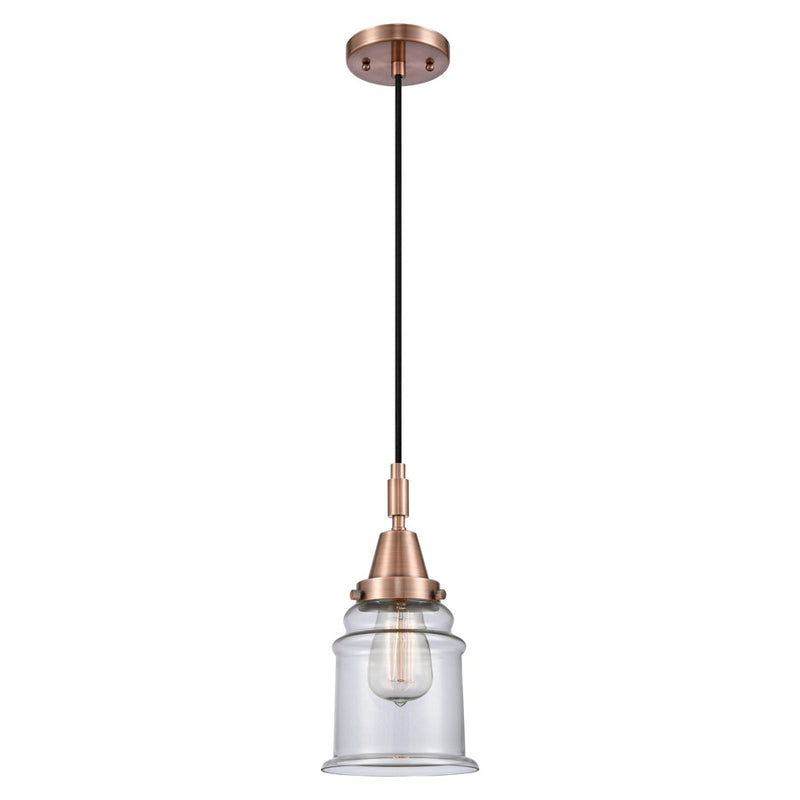 Innovations Caden Canton 1Lt 6" Cord Mini Pendant, Copper/Clear - 447-1P-AC-G182