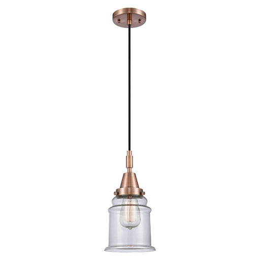 Innovations Caden Canton 1Lt 6" Cord Mini Pendant, Copper/Clear - 447-1P-AC-G182