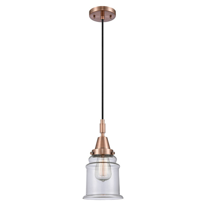Innovations Caden Canton 1Lt 6" Cord Mini Pendant, Copper/Clear - 447-1P-AC-G182