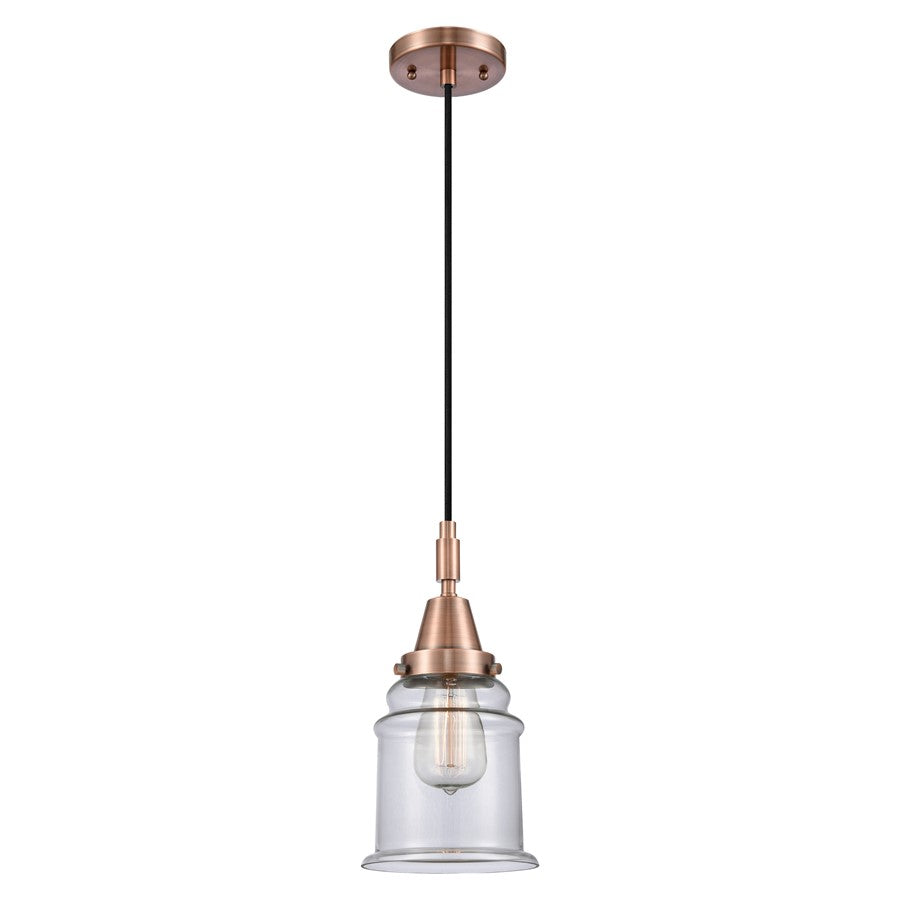 Innovations Caden Canton 1Lt 6" Cord Mini Pendant, Copper/Clear - 447-1P-AC-G182