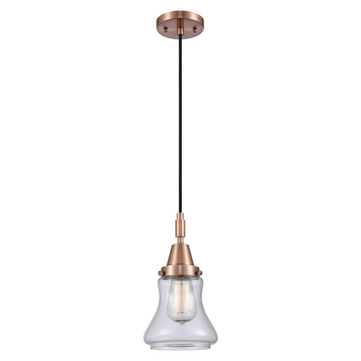 Innovations Caden Bellmont 7" Cord Mini Pendant, Copper/Clear - 447-1P-AC-G192