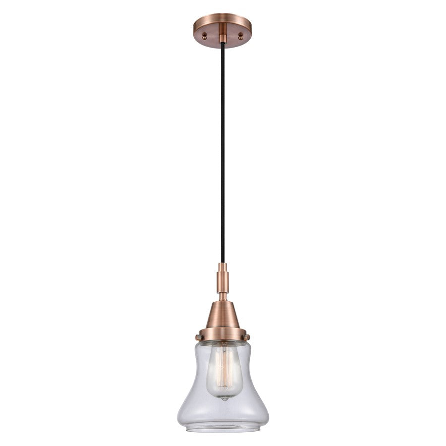 Innovations Caden Bellmont 7" Cord Mini Pendant, Copper/Clear - 447-1P-AC-G192