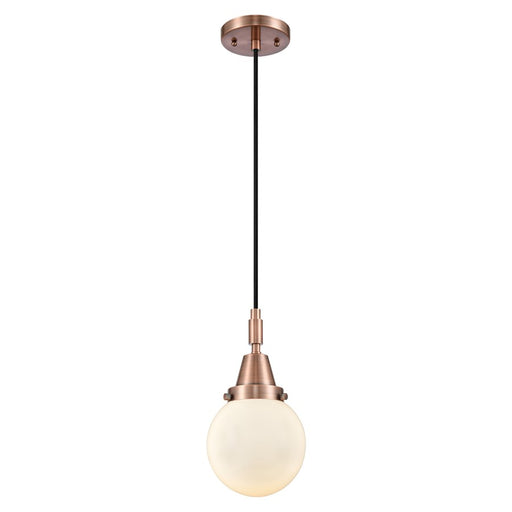 Innovations Caden Beacon 6" Cord Mini Pendant, Copper/White - 447-1P-AC-G201-6