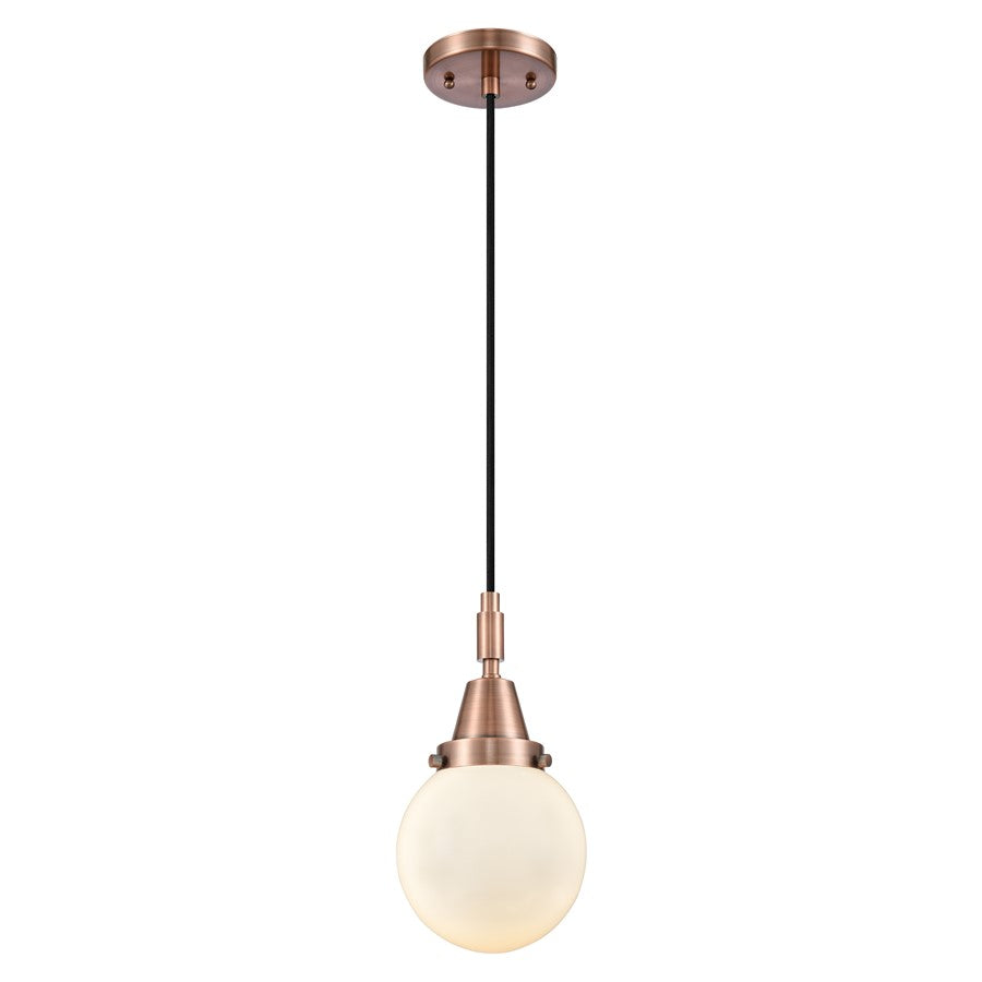 Innovations Caden Beacon 6" Cord Mini Pendant, Copper/White - 447-1P-AC-G201-6